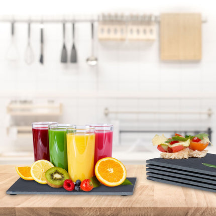 Slate plate rectangular set of 6