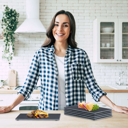 Slate plate rectangular set of 6