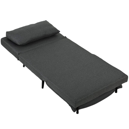Sleeper Chair Bed, 3-in-1 Fold-Out Linen-Look, Dark Gray