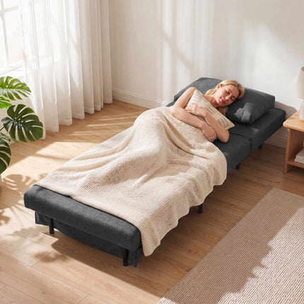 Sleeper Chair Bed, 3-in-1 Fold-Out Linen-Look, Dark Gray