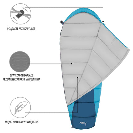 Sleeping Bag, Gray-Blue, Lightweight, Compact