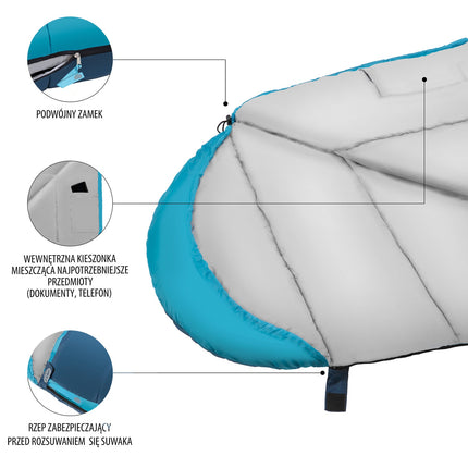 Sleeping Bag, Gray-Blue, Lightweight, Compact
