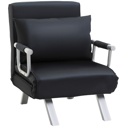 Folding sofa bed chair, black - adjustable, 120 kg capacity