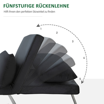 Folding sofa bed chair, black - adjustable, 120 kg capacity