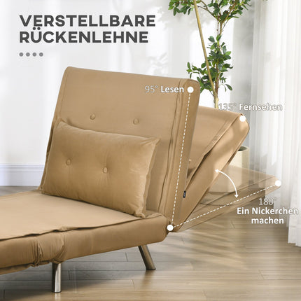 Folding velvet sofa bed, Upholstered Brown 77x88x83cm