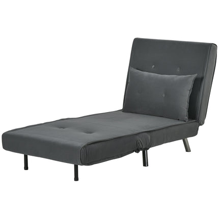 Folding Velvet sofa Chair bed - Dark gray cushion, 77x88x83 cm