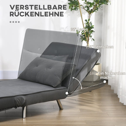 Folding Velvet sofa Chair bed - Dark gray cushion, 77x88x83 cm