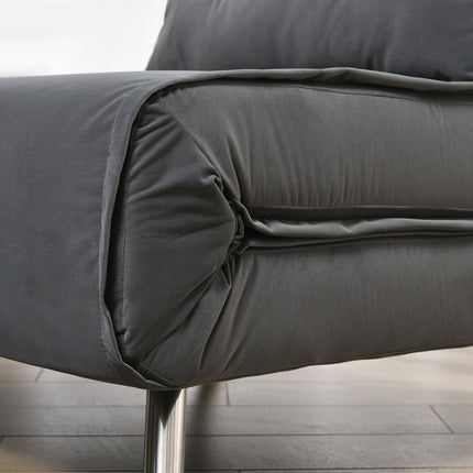 Folding Velvet sofa Chair bed - Dark gray cushion, 77x88x83 cm