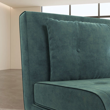 Folding sofa Chair bed with cushions, velvet look, green