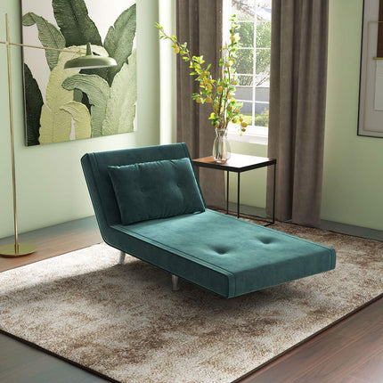 Folding sofa Chair bed with cushions, velvet look, green