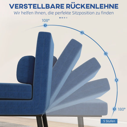 Convertible lounge chair, dark blue, adjustable backrest