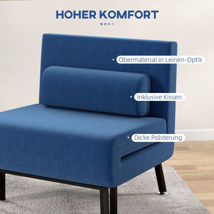 Convertible lounge chair, dark blue, adjustable backrest