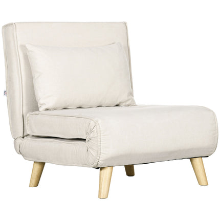Folding daybed - adjustable, linen, cream white