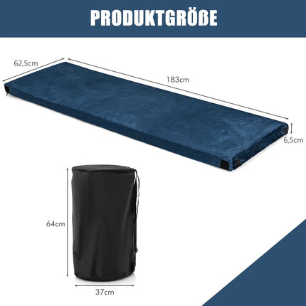 Sleeping pad camping camping mattress made of memory foam 183 x 62.5 x 6.5 cm blue