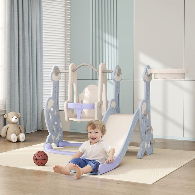 4-in-1 children's slide with swing, arch and climbing frame