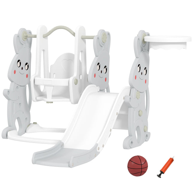 4-in-1 children's slide with gray rabbit design