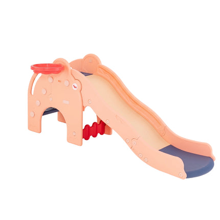 Slide Outdoor 4 in 1 Children's Slide & Tunnel & Basketball Hoop & Ladder 187.5 x 75 x 77.5 cm Pink