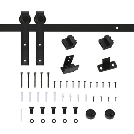 Sliding door kit, black carbon steel, 200 cm track