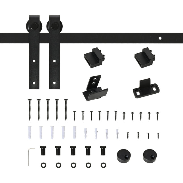 Sliding door kit, black carbon steel, 200 cm track