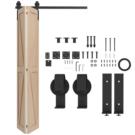 Sliding Door Hardware Kit, 122 cm Carbon Steel, Black