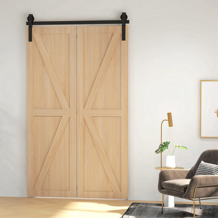 Sliding Door Hardware Kit, 122 cm Carbon Steel, Black