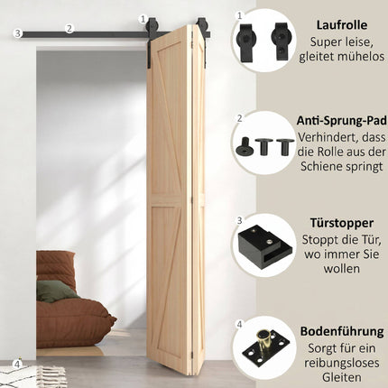 Sliding Door Hardware Kit, 122 cm Carbon Steel, Black