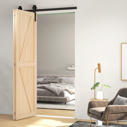 Sliding Door Hardware Kit, 122 cm Carbon Steel, Black