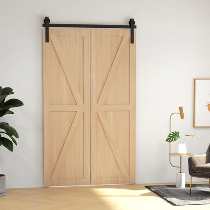 Sliding Door Hardware Kit, 122 cm Carbon Steel, Black
