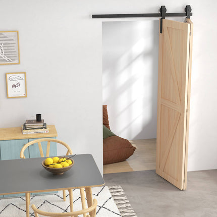 Sliding Door Hardware Kit, 122 cm Carbon Steel, Black