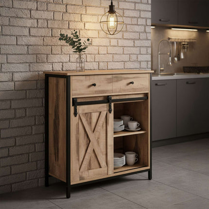 Sliding Door Sideboard – Rustic, Space-Saving Cabinet