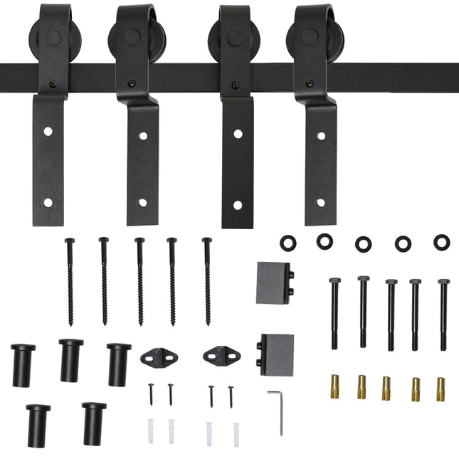 Sliding door system, carbon steel, black, 9-piece set