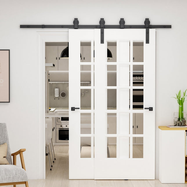 Sliding door system, carbon steel, black, 9-piece set
