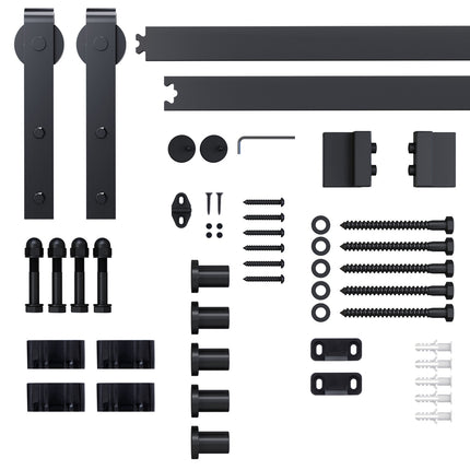 Sliding door track set, carbon steel, black, 200cm