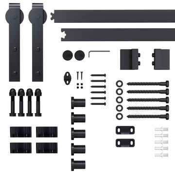 Sliding door track set, carbon steel, black, 200cm