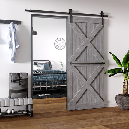 Sliding door track set, carbon steel, black, 200cm