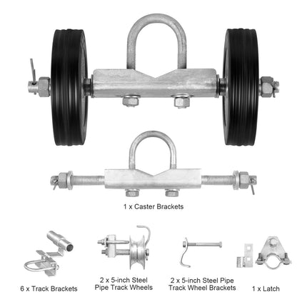Sliding Gate Roller Kit, 6-Inch Wheels, 600 lb, C-Type
