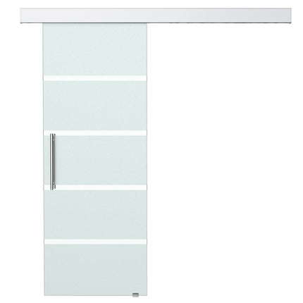 Sliding glass door with satin stripes, handle - 2050x775 mm