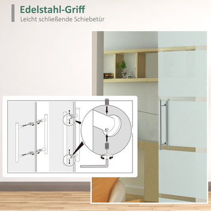 Sliding glass door with satin stripes, handle - 2050x775 mm