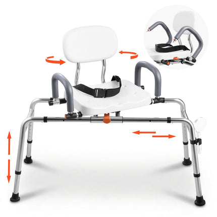 Sliding Shower Chair, 400 lb Swivel Tub Transfer Bench