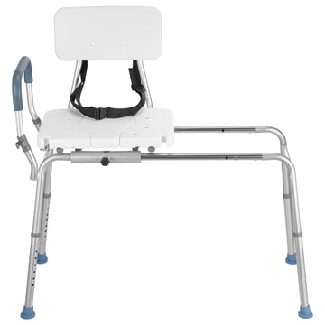 Sliding Tub Transfer Bench, 400 lb, Arms and Backrest