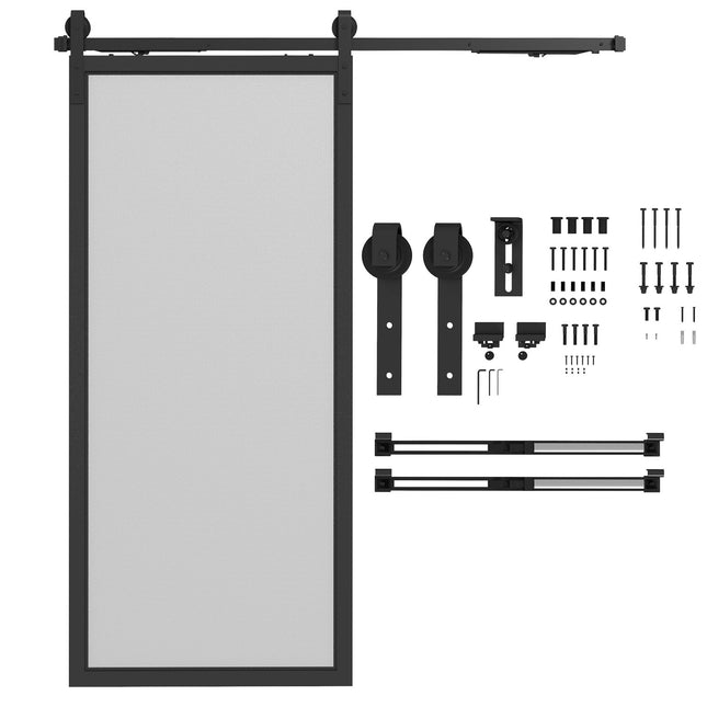 Sliding door kit, 183cm, carbon steel, black finish