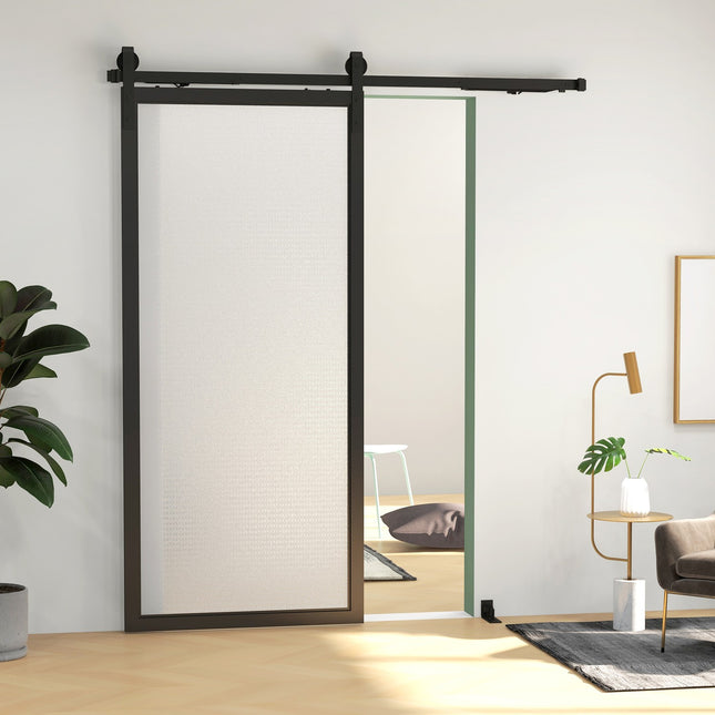 Sliding door kit, 183cm, carbon steel, black finish