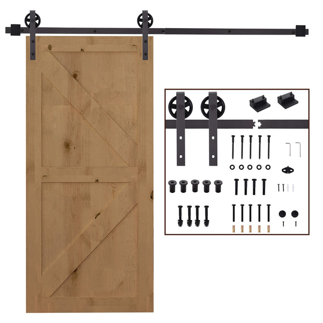 Sliding door hardware set, 183 cm, Carbon steel, Dark brown