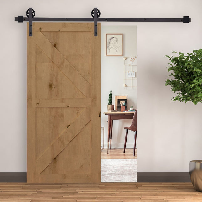 Sliding door hardware set, 183 cm, Carbon steel, Dark brown