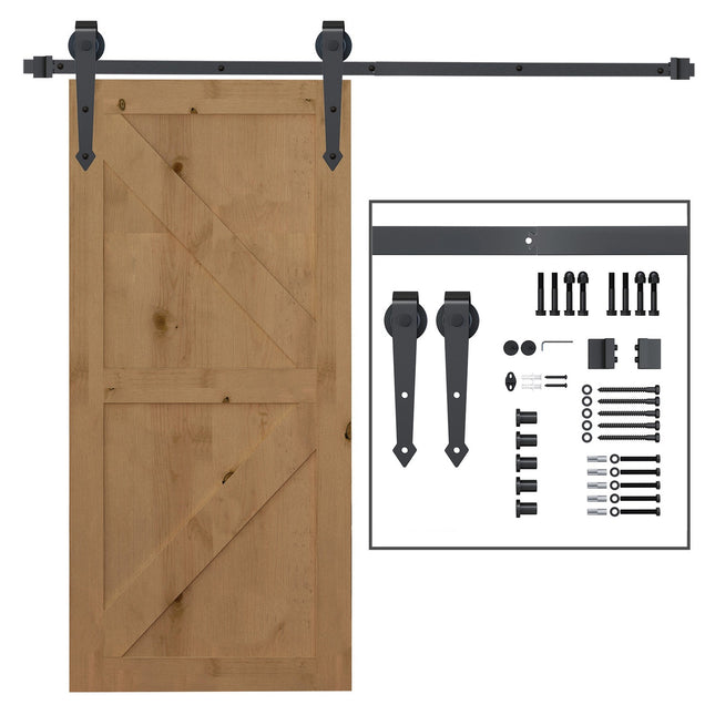 Sliding door hardware set, carbon steel, 200 cm, brown