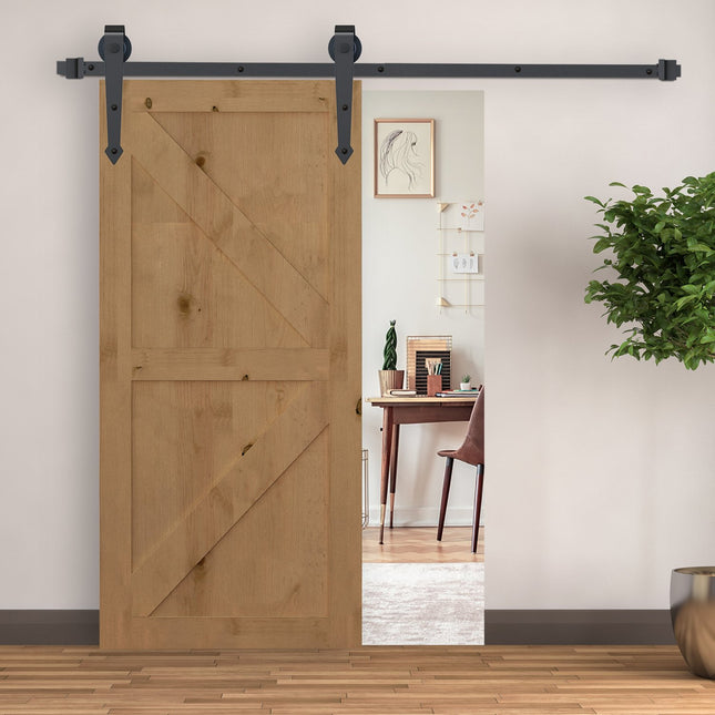 Sliding door hardware set, carbon steel, 200 cm, brown