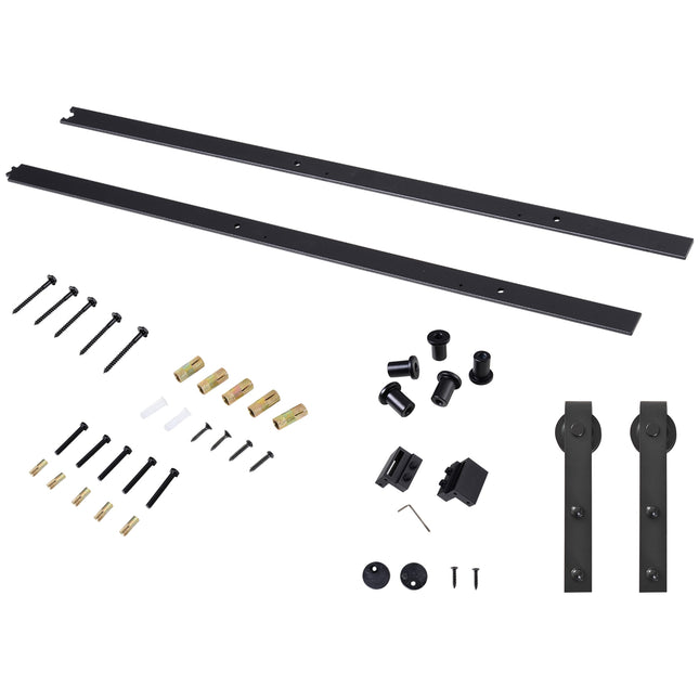 Sliding door fittings Set - 200cm Carbon steel Black