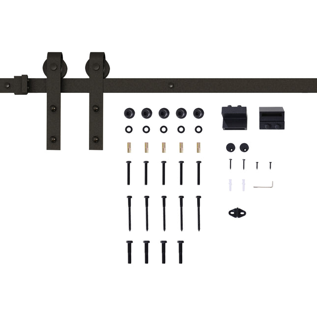 Sliding door hardware set, 200 cm, Carbon steel, Black