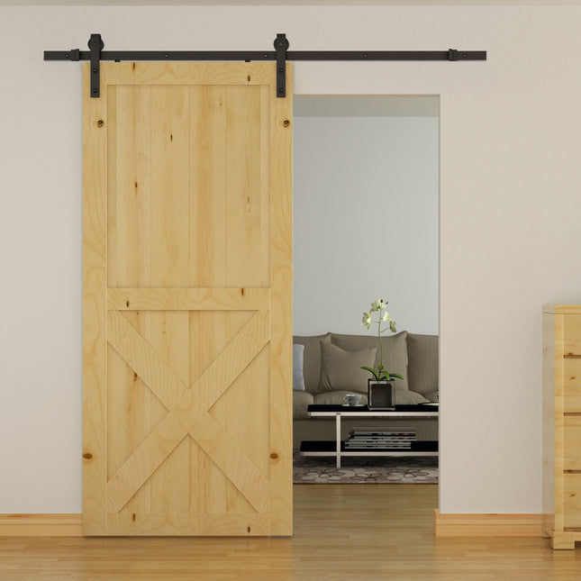Sliding door hardware set, 200 cm, Carbon steel, Black