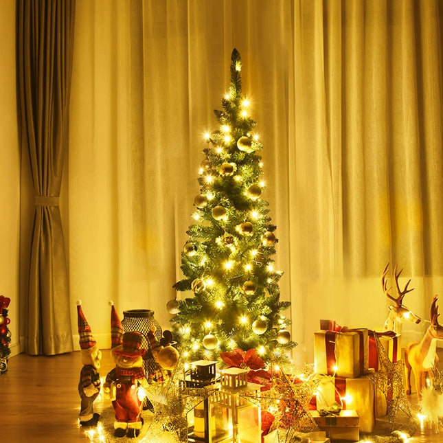 Slim 135cm Artificial Christmas Tree with LED Lights